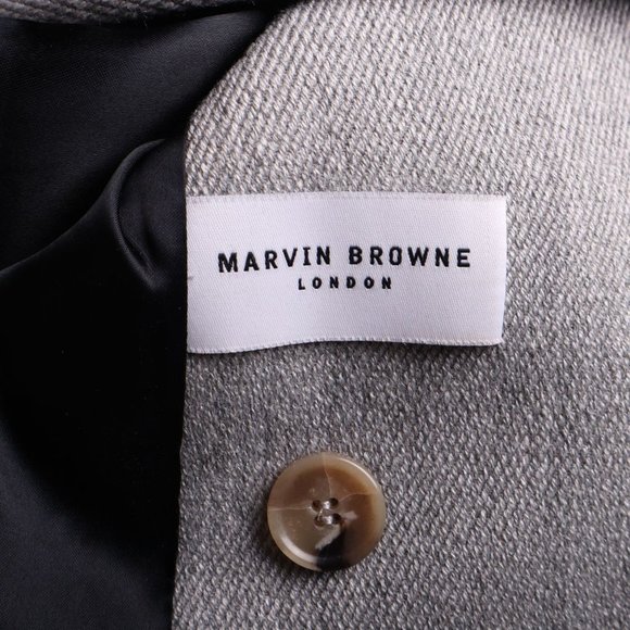 MARVIN BROWNE Wool Blend Gray Long Coat - Picture 4 of 7
